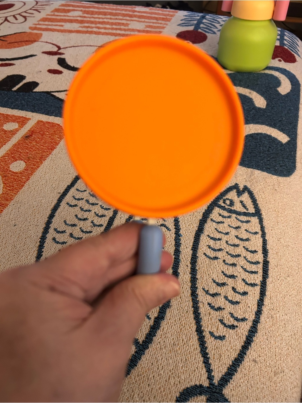White Mug with Orange Lid and Light Blue Handle - Picture 8 of 10